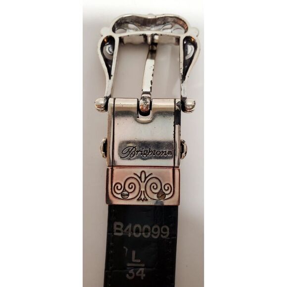 Brighton Belt 34 Concho Crocodile Embossed Reversible Black/Brown Western B40099 - Picture 6 of 9